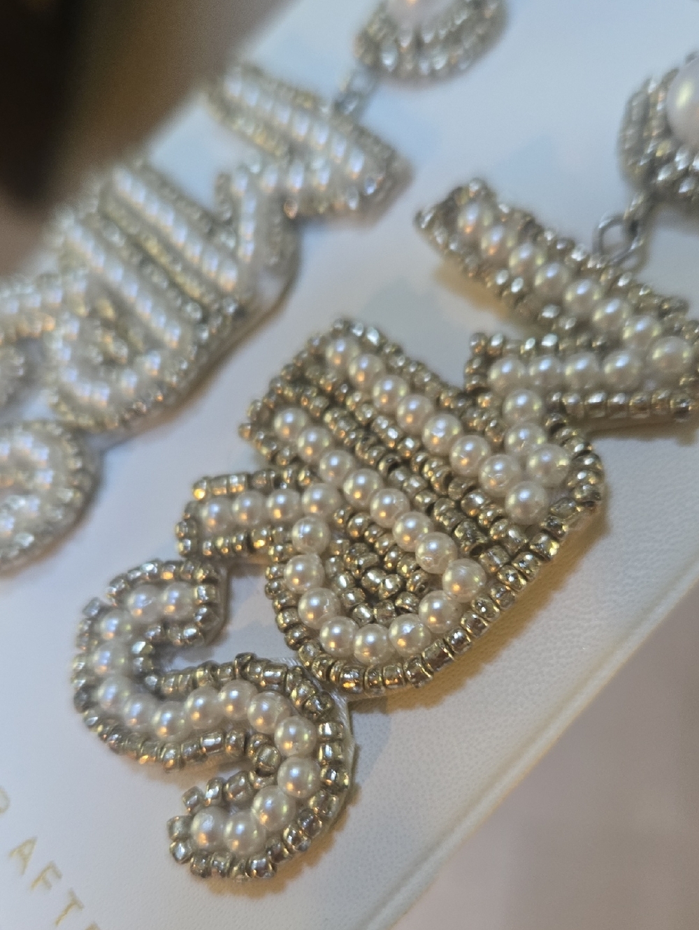 New Piper K "MRS" Beaded Dangle Earrings - Picture 4 of 7